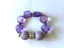 NEW- Purple Colors Chunky Beaded Fashion Bracelet Stretch Rhinestone Sparkle