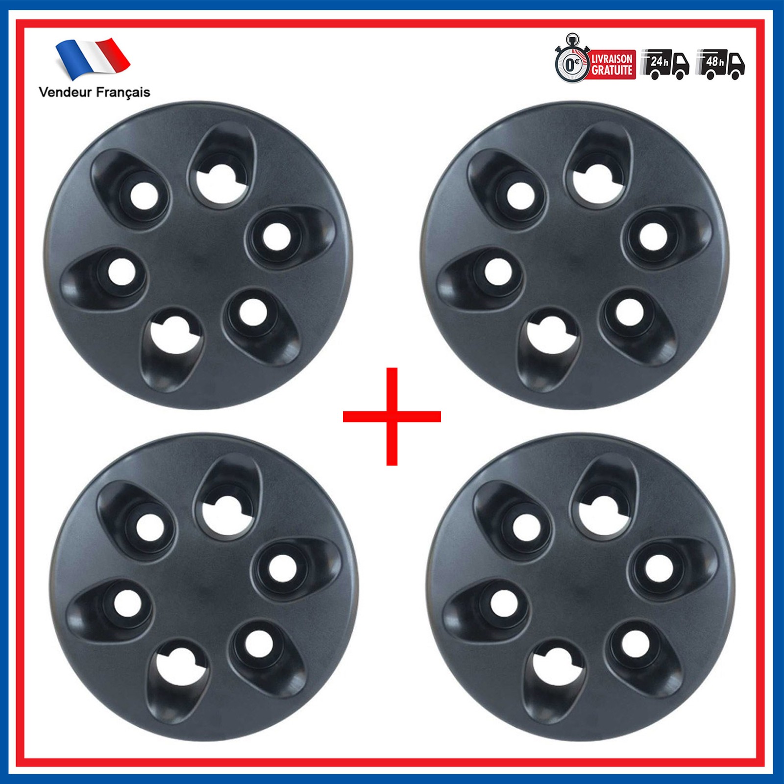 4 Enjoliveurs Centre de Roue IVECO Daily IIV V VI Cache Moyeu Noir 60mm