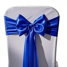 Satin Royal Blue Chair Sashes Bows 50 Pack 7x108 inch Ribbon