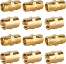 KOOTANS 12pcs Brass Pipe Fitting, NPT Hex Nipple, 1/4 NPT, Male & Female 