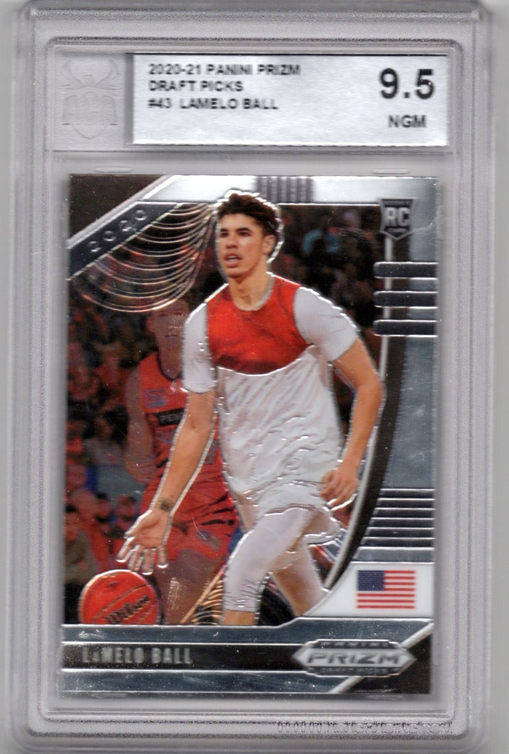 2020 20-21 Panini Prizm Draft NCAA Base Rookie Card #43 LaMelo Ball RC ACA 9.5