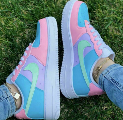 módulo Deber fuerte Nike Air Force 1 Custom Shoes Pastel Paradise Easter Green Blue Pink All  Sizes | eBay