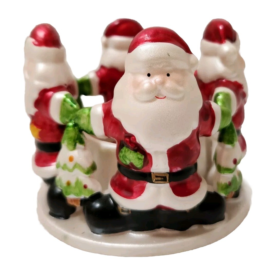 Treasured Times Santa Claus Tree Tea Light Candle Holder for Christmas Holidays