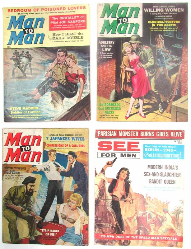 4 MENS ADVENTURE MAGAZINES Set Lot VINTAGE
