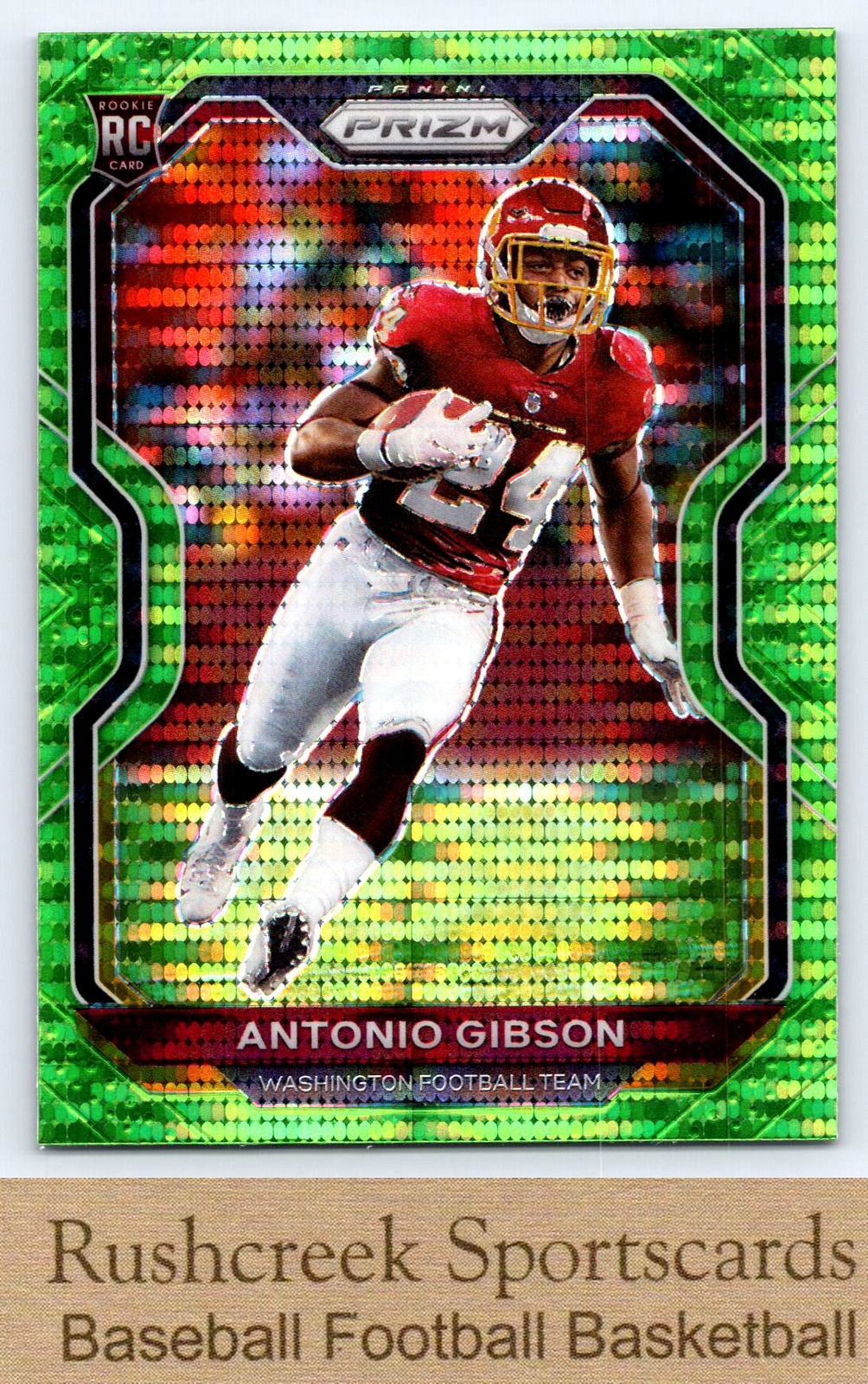 2020 Panini Prizm #384 Antonio Gibson RC Rookie Green Pulsar