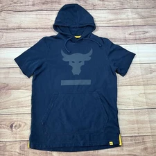 Under Armour Project Rock Terry Short-Sleeve Hoodie Mens S Blue 1345818-408