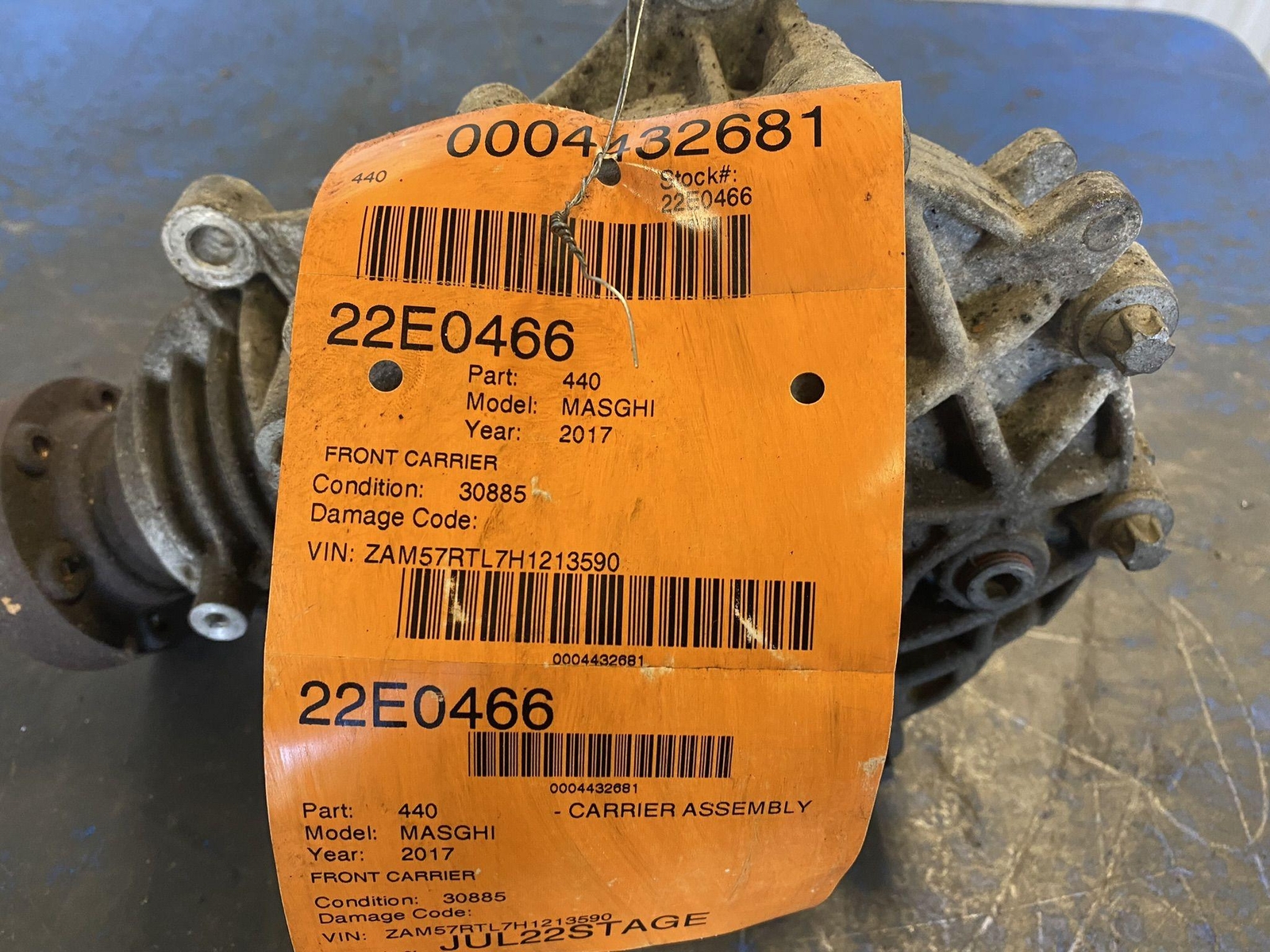 2017 MASERATI GHIBLI SQ4 FRONT CARRIER DIFFERENTIAL 30,885 MILES