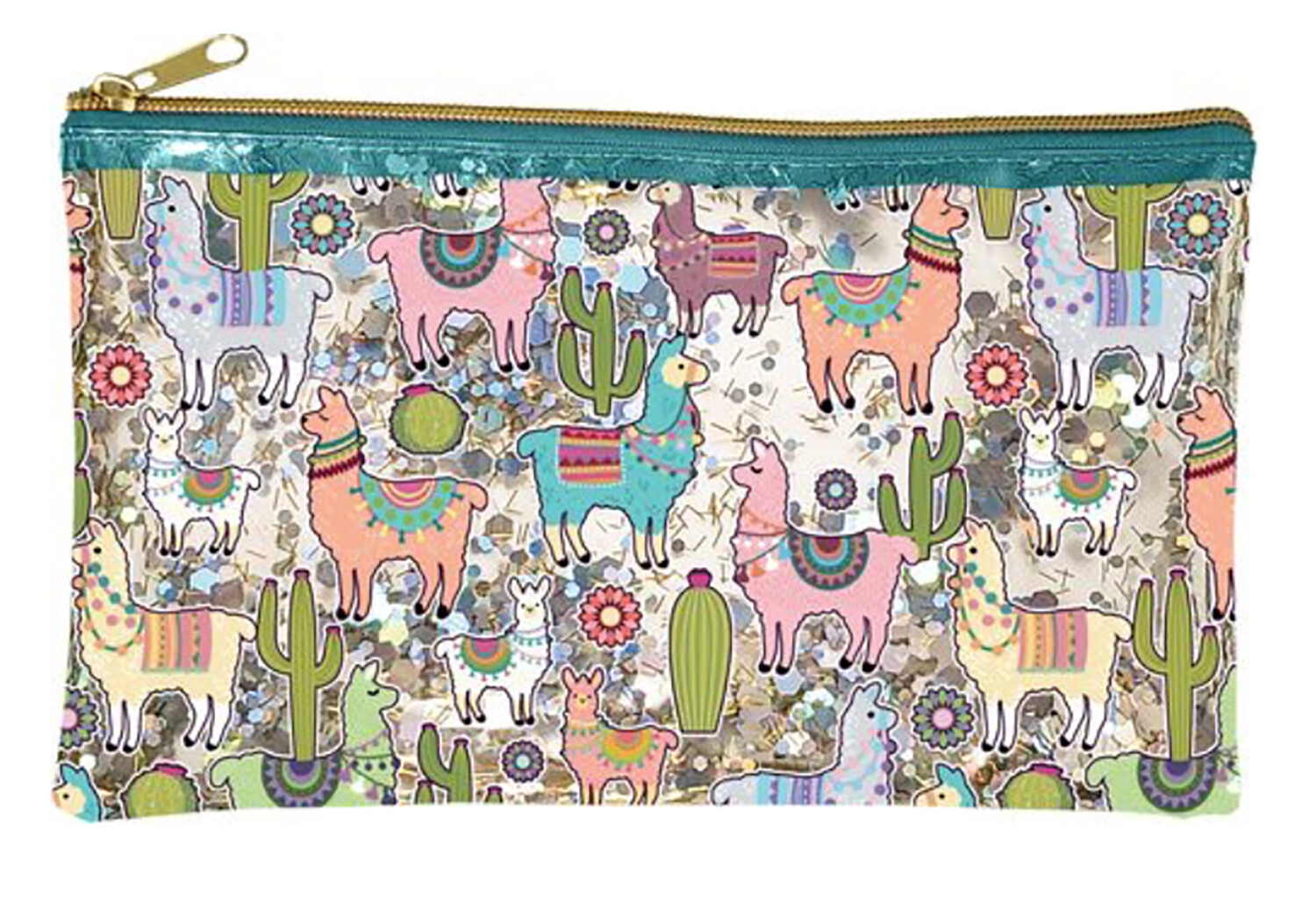 Блестящая косметичка Spoontiques Llama Glitter