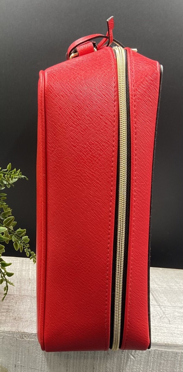 NEW Estee Lauder Red Train Case Travel Bag Makeup Cosmetic  Estée Lauder Makeup Pouch NWOT ❤️EVERYTHING RED SALE 🌹 main image 2