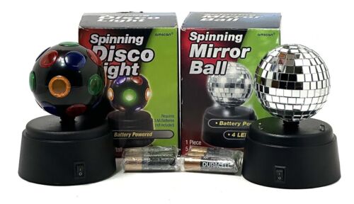 Disco Balls LED 1 Multicolored & 2 Mirrored Flashing Novelty Light W/ Batteries - Picture 12 of 15