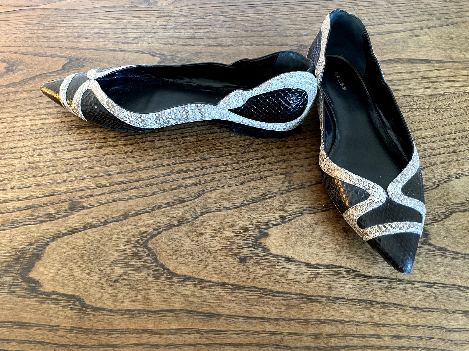 Roberto Cavalli Black Python Detail Pointed Toe B… - image 2