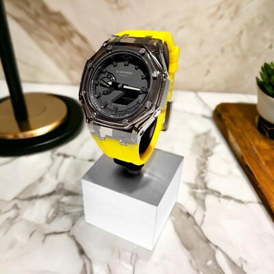 Casio G-Shock Watch Yellow Modification Elegant Casioak Transparent Case