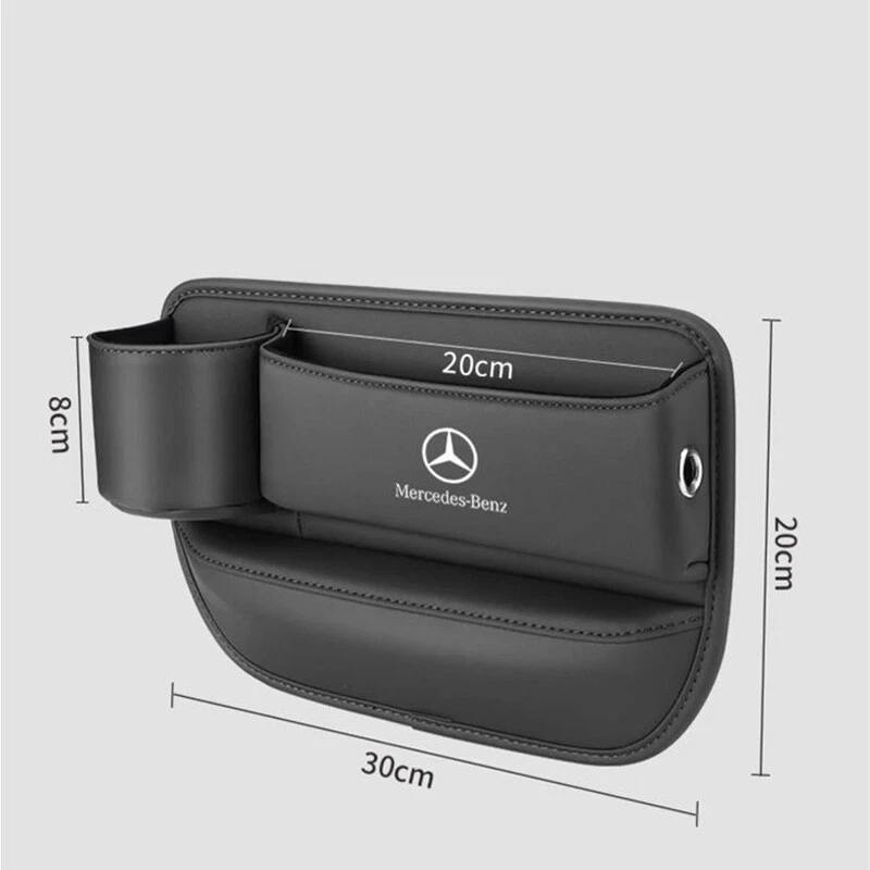2PC Car Seat Gap Filler Storage Box Cup Holder Organizer for Mercedes Benz Black - Image 4 of 4