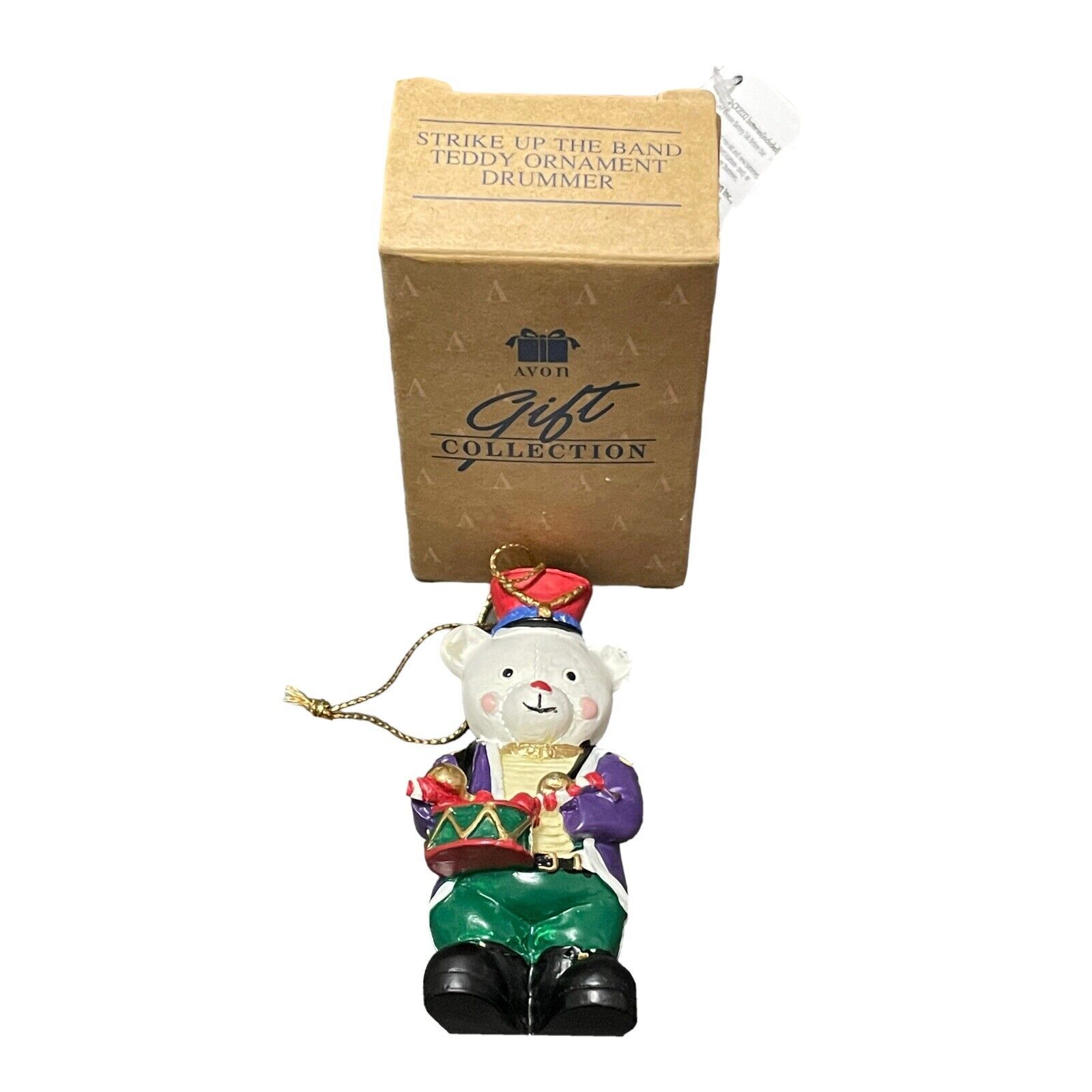 Avon Strike Up The Band Teddy Bear Drummer Christmas Ornament