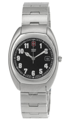 SWISS ARMY 自動巻き　黒文字盤ヴィンテージ　メンズ16cm稼働品 Victorinox Swiss Army Whisper Black Dial Stainless Steel Mens
