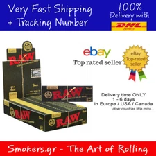 1x FULL BOX RAW Black Natural Hemp Unrefined Rolling Papers 1¼