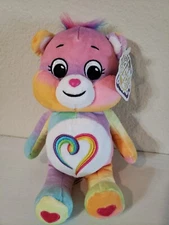 Basic Fun Care Bears Togetherness Rainbow Heart Bear Plush   Toy 9" new