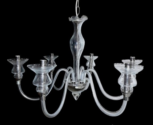 Lampadario candelabro in vetro di Murano trasparente cristallo 6 luci Sylcom - Foto 4 di 7