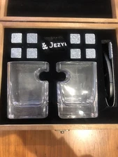Jezyki Whiskey stones gift set of 2 - Old Fashioned Square cigar Glasses set
