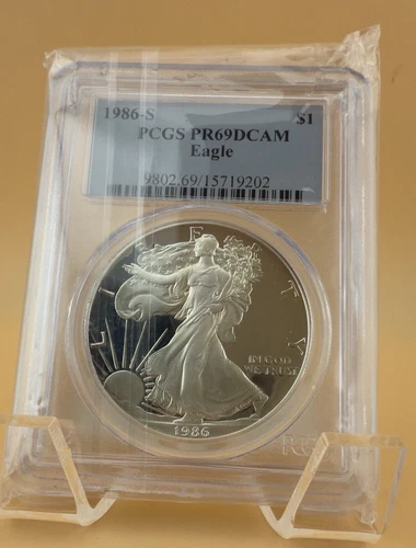 *1986-S  $1 PROOF AMERICAN SILVER EAGLE PCGS PR69 DCAM EXACT COIN SHOWN