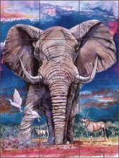 Ceramic Tile Mural Kitchen Backsplash Taylor Elephant Wildlife Animal Art JTA034