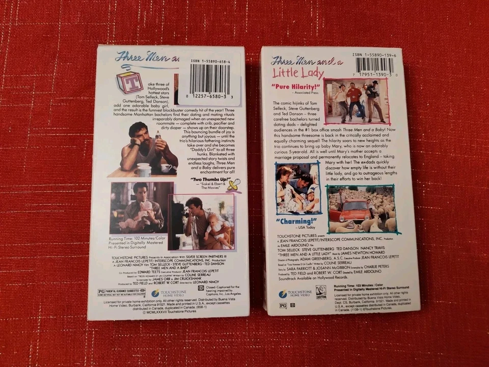 🔥Three Men And A Baby/Three Men And A Little Lady VHS Tapes Lot Of 2 RARE 🔥 Foto 2 de 4