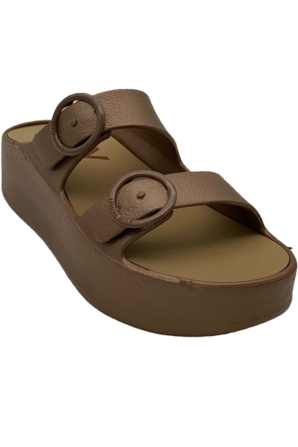 Веганские босоножки с двойным ремешком и лимонным желе Gaia Bronze Metal