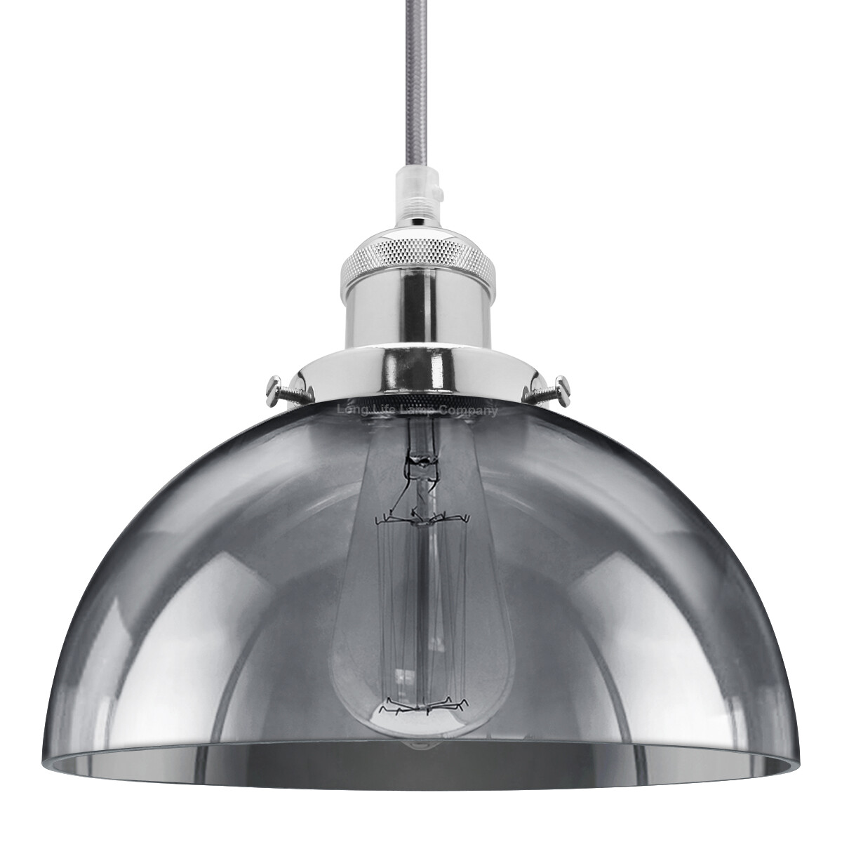 Vintage Smoked Glass Bowl Dome Shade Chandelier Pendant Ceiling Light