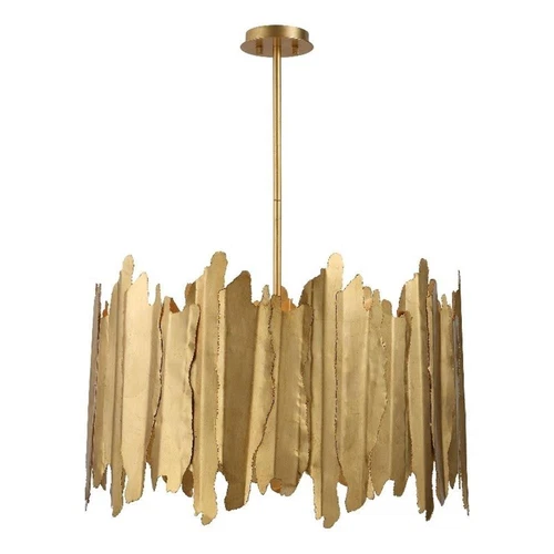 Uttermost Golden Gate 8-Light Modern Metal Steel and Glass Pendant in Gold - Picture 1 of 8