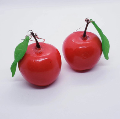 Einzigartige SAFTIGE ROTE APFELOHRRINGE handgefertigte FRUCHT Früchte REIF süß STATMENT Geschenk