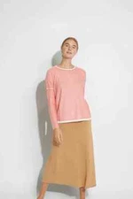 KOKUN SWEATER TOP  LONG SLEEVE OVERDYE BOXY CREW NECK CASHMERE BAMBOO CORAL XS/S