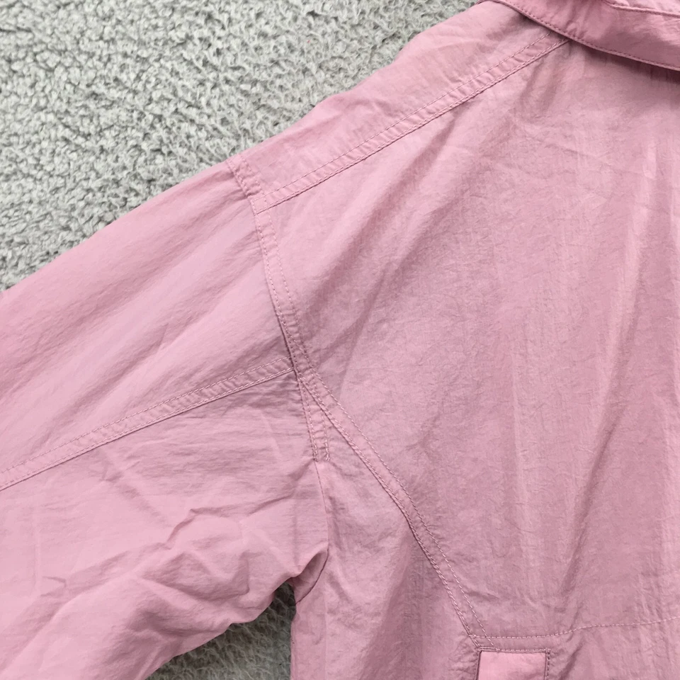 Chaqueta cortavientos Eddie Bauer con capucha para mujer L púrpura cremallera simulada cuello bolsillos Foto 4 de 4