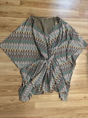 US 4 Cooper Street Belted Dress Chevron Pattern Brown