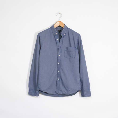 J.Crew Button Up Oxford Shirt Mens Medium - Long Sleeve Distressed Slim Fit Blue