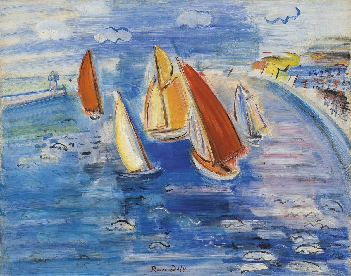 Raoul Dufy Departure Of Sailboats From Deauville Canvas Print 16 x