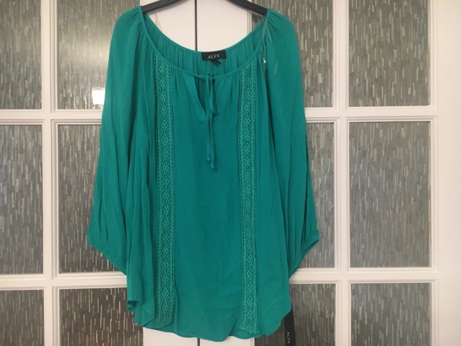Camicia blusa pullover verde turchese manica 3 4 donna Alyx nuova taglia M