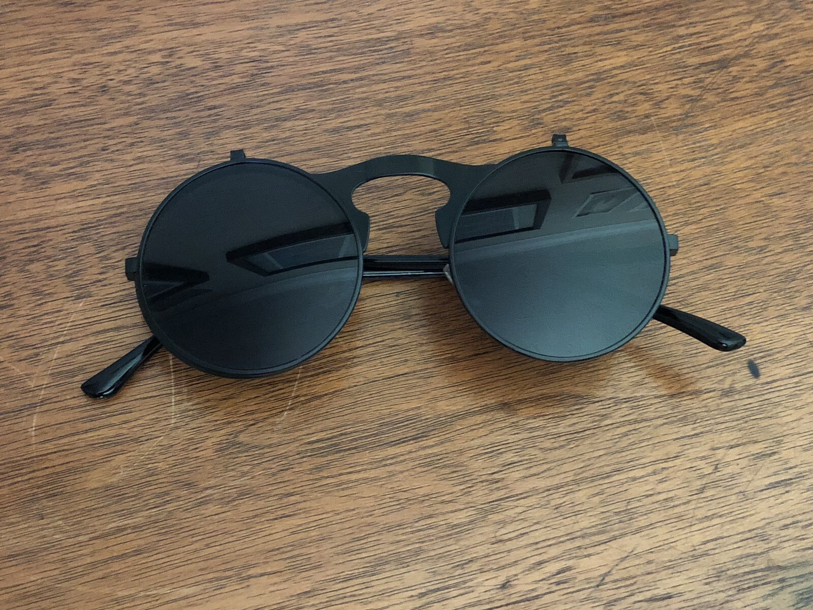 Retro Black Steampunk Sunglasses, Round, Flip-Up Lenses, DragonCon 2023