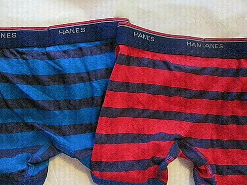 New 2 Boys Hanes Comfort Flex Boxer Briefs 💖Size S Blue & Red Stripes - Picture 2 of 5