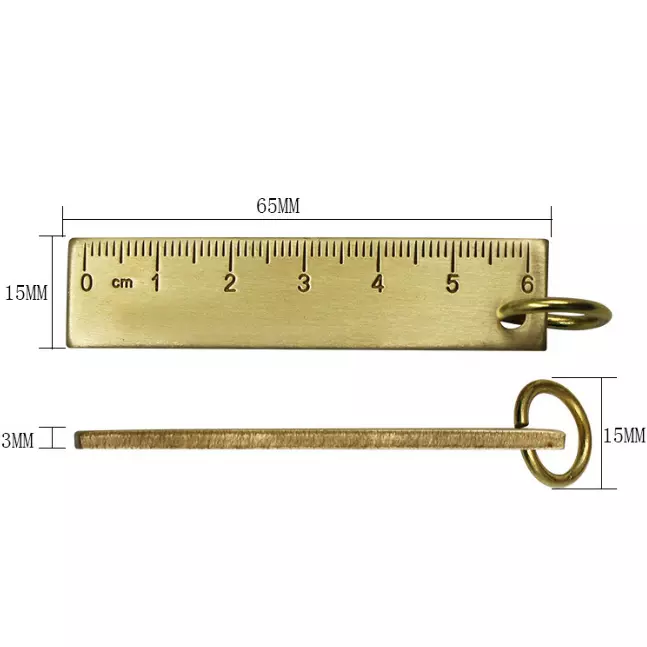 3pcs 6cm Small Copper Ruler Length Mini Brass Ruler Pendants Metal Rulers  Plate