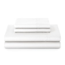 Cali King 4-Piece 300 Thread Count Cotton Sateen Bed Sheet Set White