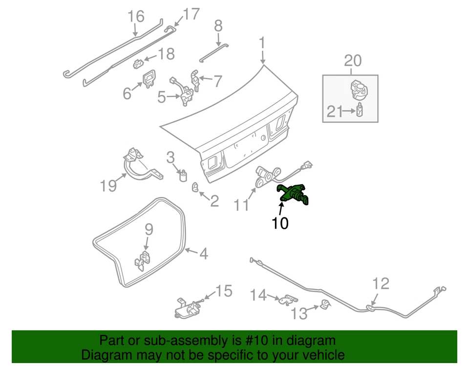 Cilindro de trava de tampa de porta-malas Nissan Sentra genuíno com chaves-H4660-5M000 - Imagem 3 de 4