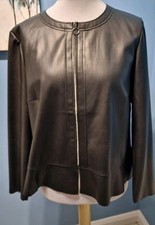 Betty Barclay -  Size 20 Black Leather Smart Jacket.