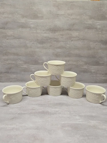 Mikasa English Countryside 8 Pc Coffee/Tea Cups White DP 900 Malaysia-E 