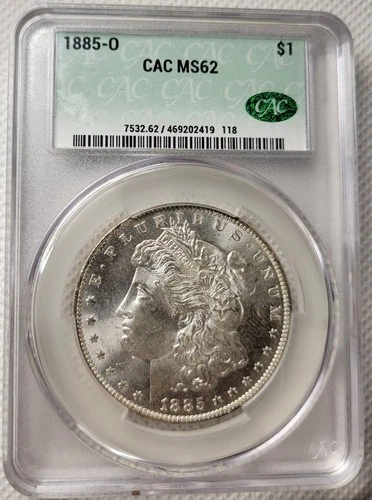 New Listing1885-O CAC MS62 Morgan Silver Dollar $1 US Mint Coin 1885-O MS-62 CAC