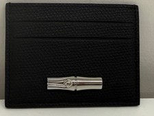 Authentic NEW LONGCHAMP Le Roseau Card Case Black Leather