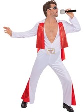 Elvis Presley White Jumpsuit American Eagle Men's Fancy Dress Costume