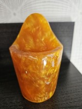 RRR RARE VINTAGE ART DECO GOLD LAVA COLOR CATALIN 211g WALL VASE 