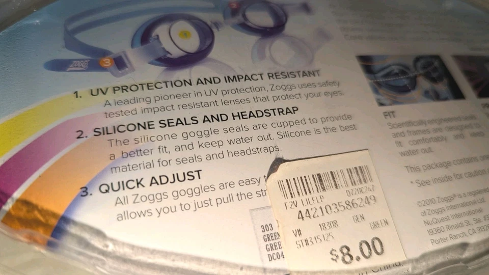 Zoggs Kids Goggles 3-8 Yrs Lil Flipper 2010 UV Block Adjust Silicone F2V LILFLP - Image 4 of 4