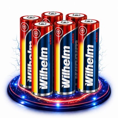 6 x Lithium Ionen Akku Wilhelm 3,7 V 800 mAh Typ 14500 Li Ion AA