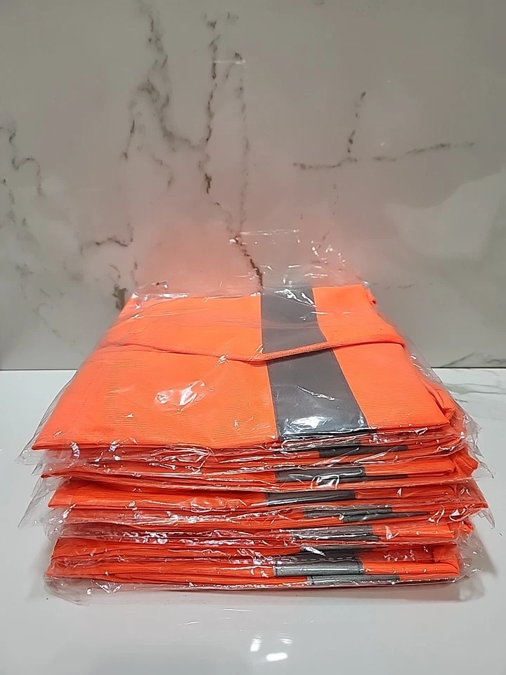 BRAND NEW!! LOT OF 8 Reflective Safety Vest Mesh ORANGE (SIZE XXL) - Image 2 of 4
